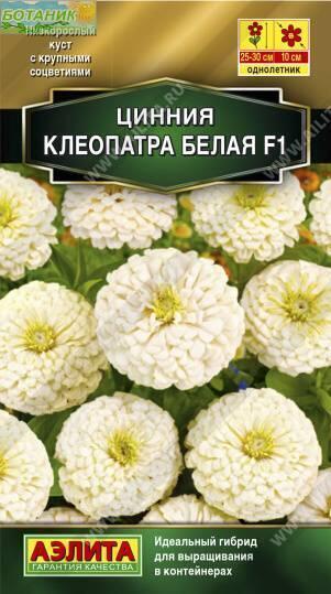 Купить оптом в Ботанике семена Цинния Клеопатра белая F1 Аэл бренд Аэлита