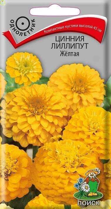 Купить оптом в Ботанике семена Цинния Лиллипут Жёлтая Поиск бренд Поиск