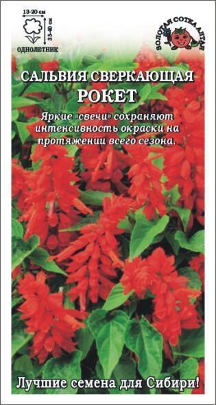 Купить оптом в Ботанике семена Сальвия Рокет сверкающая красная ЗС бренд Золотая сотка
