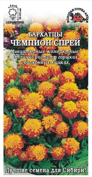 Купить оптом в Ботанике семена Бархатцы Чемпион Спрей ЗС бренд Золотая сотка
