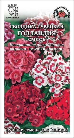 Купить оптом в Ботанике семена Гвоздика Турецкая Голландия ЗС бренд Золотая сотка