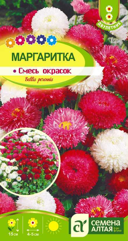 Купить оптом в Ботанике семена Маргаритка Смесь окрасок СА бренд Семена Алтая