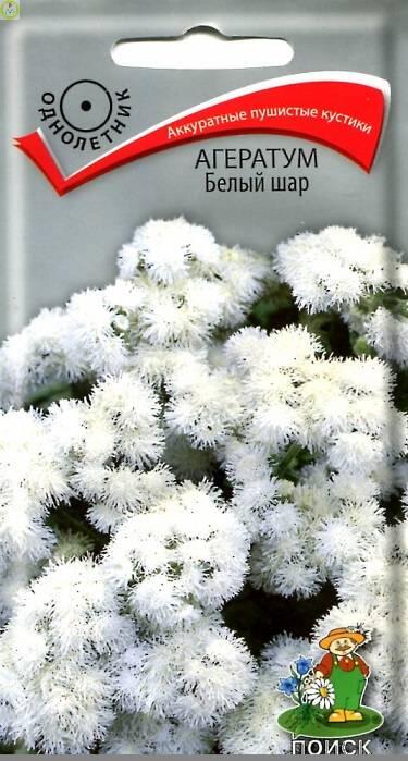 Купить оптом в Ботанике семена Агератум Белый шар Поиск бренд Поиск