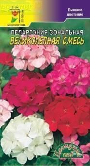Купить оптом в Ботанике семена Пеларгония Великолепная смесь ЦС бренд Цветущий Сад