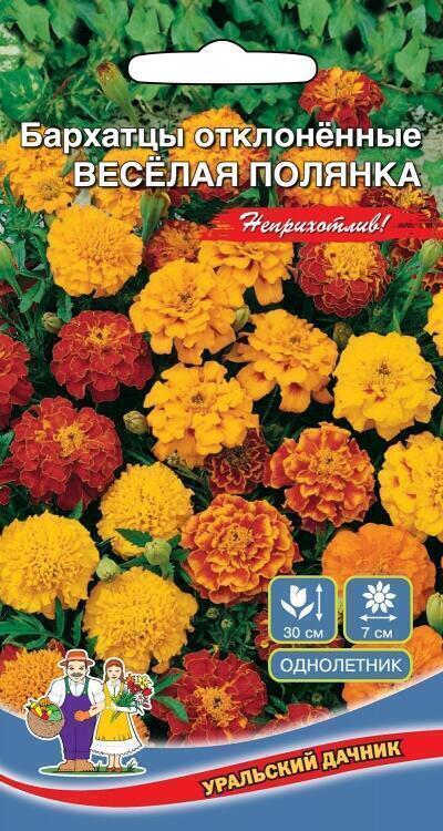 Купить оптом в Ботанике семена Бархатцы Веселая полянка Новинка УД бренд Уральский дачник